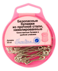 Булавки английские в пластиковом контейнере никелированные