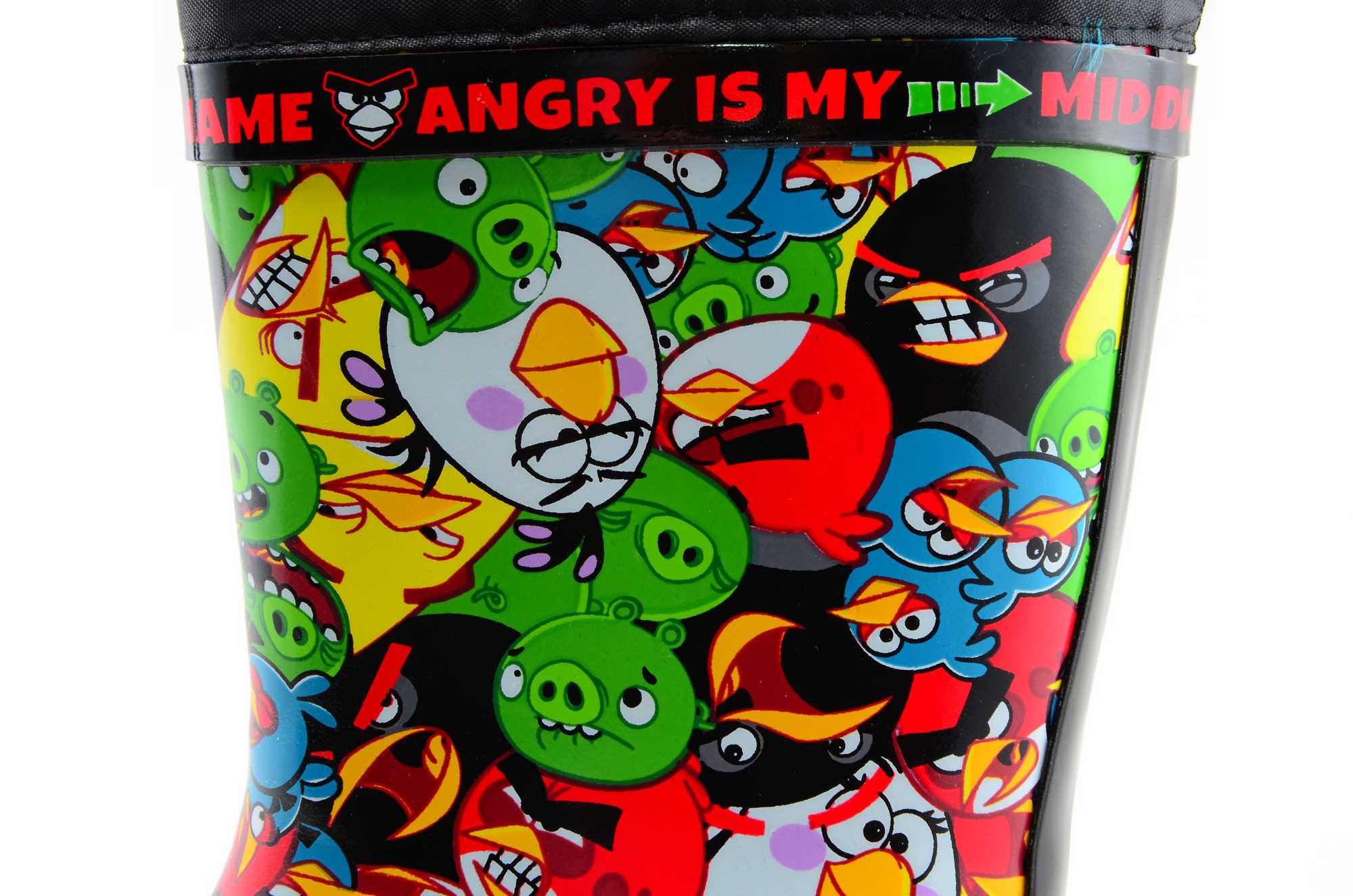 Резиновые сапоги для мальчиков утепленные Энгри Бердс (Angry Birds), цвет черный