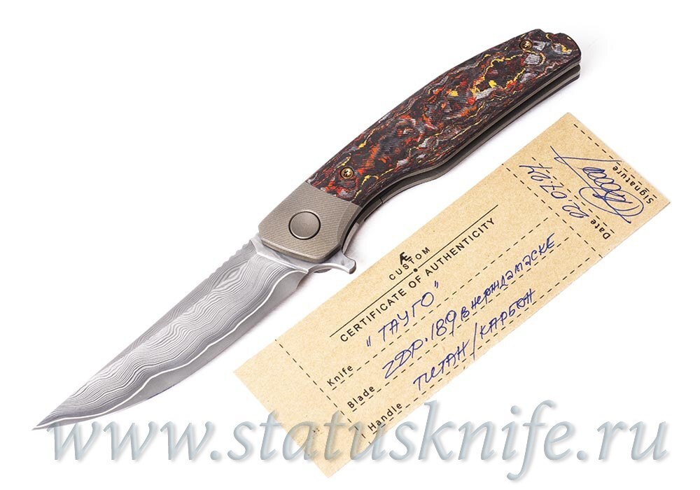Нож Taugo ZDP189 laminated CF Red Андрей Егурнов