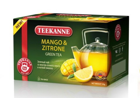 Чай TEEKANNE Манго и Цитрон зелёный в пакетиках, 20 шт.