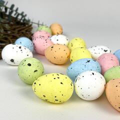 Пасхальный декор, Яйцо разноцветное из пенопласта, 3*4 см и 3,5*2,5 см, набор 20 шт.