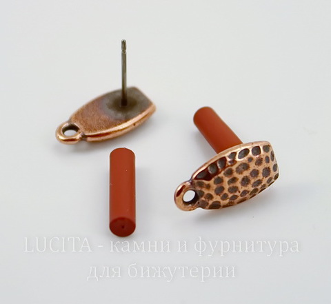 Пуссеты - гвоздики TierraCast "Hammertone" 13х7 мм (цвет-античная медь)(без заглушек), пара