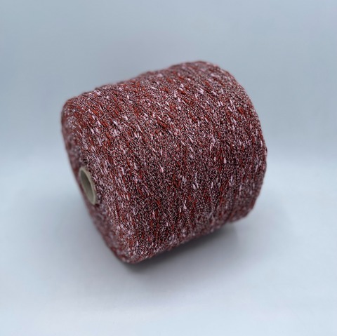 Бобинная пряжа (пр.Италия), art-Cosmos 630м/100гр. 20% Металлик 5%Полиамид 75% Вискоза, цвет-Кирпично-розовый на черной основе арт.25024
