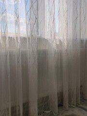 Тюль в гостиную INVA жаккард с рельефным рисунком "Волны" 270х600/белый
