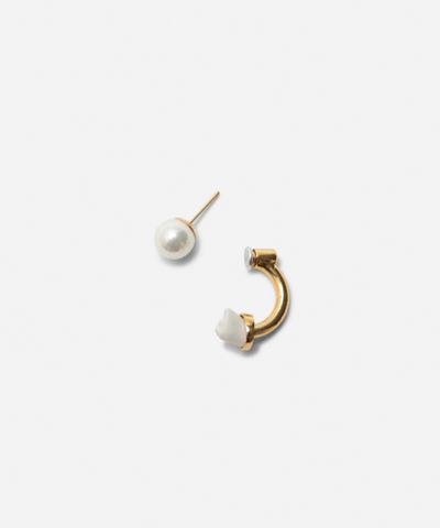 Моносерьга MINI CAT & PEARL WHITE