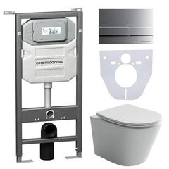 Ceramica Nova CN6000_1002M_1000 Комплект: Подвесной унитаз + Шумоизоляционная панель для инсталляции + Система инсталляции для унитазов с кнопкой смыва фото