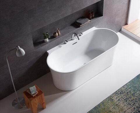 BelBagno BB409-1500-800 Отдельностоящая акриловая ванна в комплекте со сливом-переливом, цвет: белый