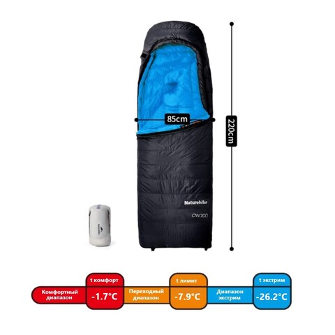 Спальный мешок Naturehike CW700 L утиный пух