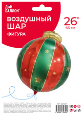 Шар К Фигура, Новогодний шар, Красный/Зеленый, 26