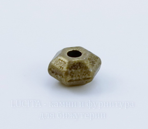 Бусина металлическая "Грани" 5х3 мм (цвет - античная бронза), 10 штук