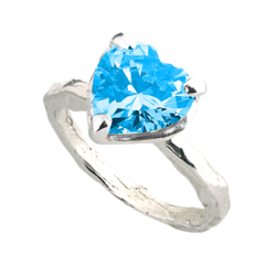 Кольцо Голубое сердце с фианитом / Blue Heart