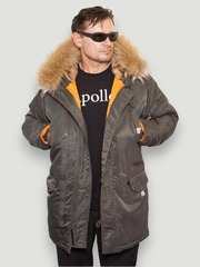 Куртка Аляска удлиненная Husky Long 2020 (т.серая - beluga/orange)