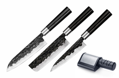 Комплект из 3 кухонных ножей Samura BLACKSMITH и точилки (упакованы отдельно)