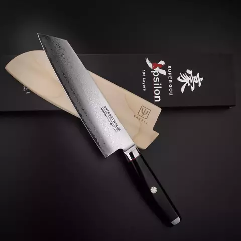 Нож кухонный Kiritsuke 20 см, YAXELL Ypsilon (193 слоя) дамасская сталь арт.YA37234