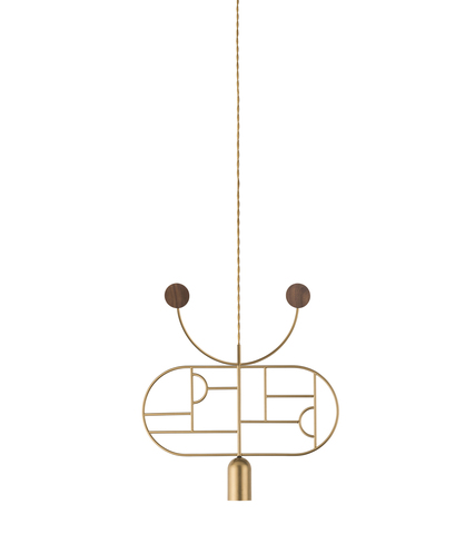 Фото: Подвесной светильник NOMON HOME WOODEN DOTS, CONF. 08, GOLD/WALNUT - основной вид