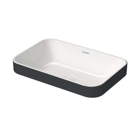Duravit Happy D.2 Plus 23596061001 Раковина 600х400мм, без перелива,с выпуском с керамической крышкой, покр WonderGliss, цвет Anthracite matt/белый