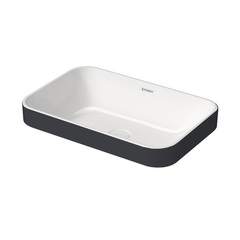 Duravit Happy D.2 Plus 23596061001 Раковина 600х400мм, без перелива,с выпуском с керамической крышкой, покр WonderGliss, цвет Anthracite matt/белый фото