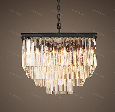 Люстра 1920S ODEON CLEAR GLASS FRINGE SQUARE 3-TIER Restoration Hardware