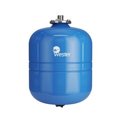 Гидроаккумулятор для водоснабжения WESTER WAV объём 18л, DN 20, PN 16, вертикальный, резьбовое-НР, G-3/4'', без опор, голубой, Турция