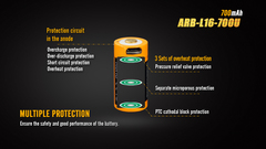 Аккумулятор RCR123 / 16340 LI-ION Fenix 3.6V, 700mAh + micro USB port