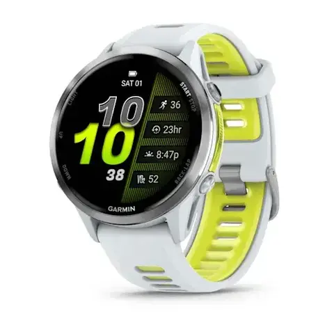 Forerunner 970 Titanium with Whitestone Case and Whitestone/Translucent Amp Yellow Band