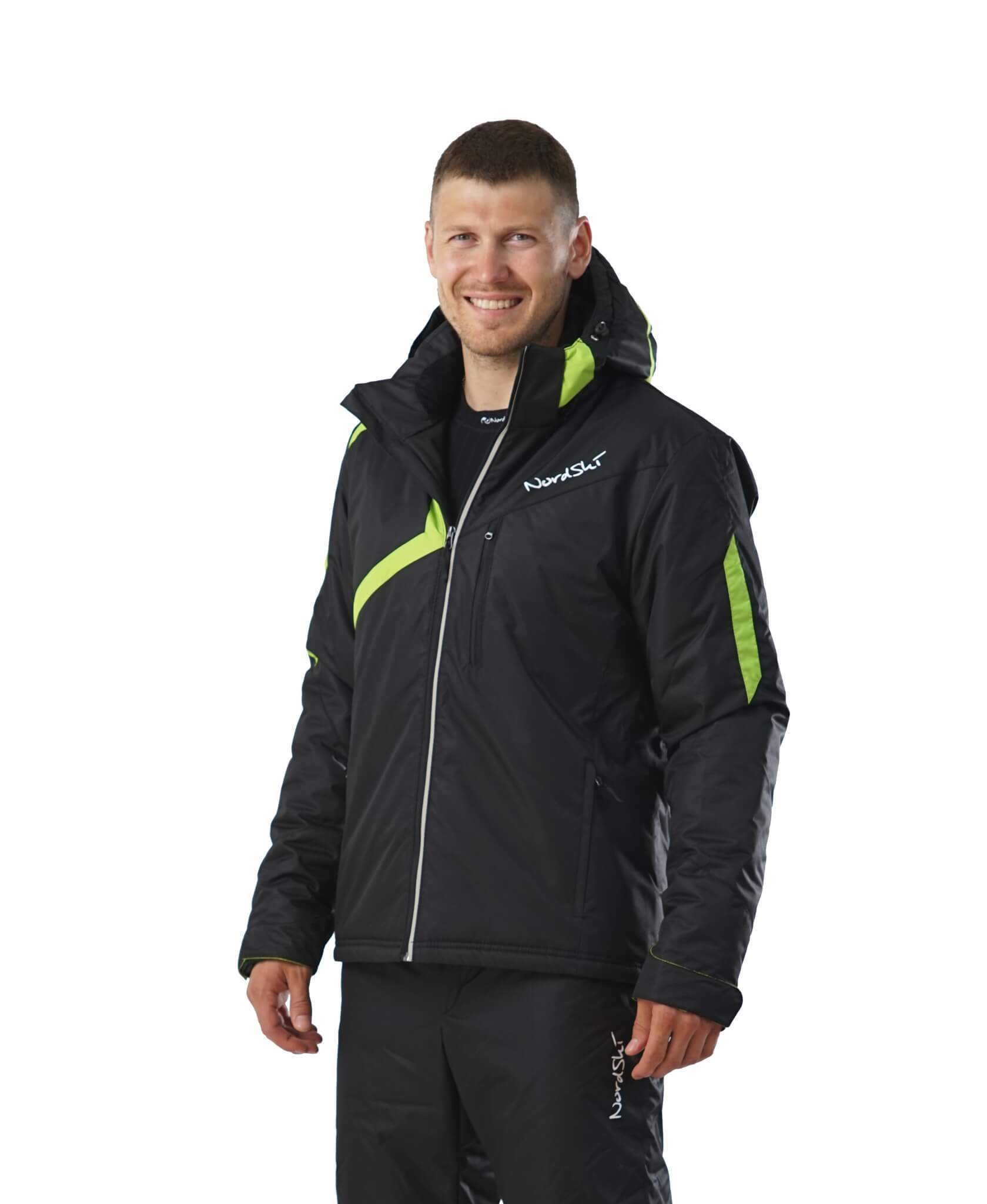 Nordski Premium мужская утепленная лыжная куртка black/green