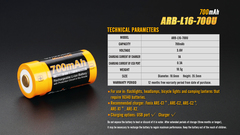 Аккумулятор RCR123 / 16340 LI-ION Fenix 3.6V, 700mAh + micro USB port