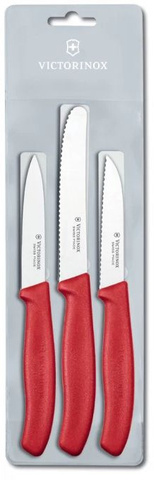 Набор ножей кухонных Victorinox, 3 предмета, красный (6.7111.3)