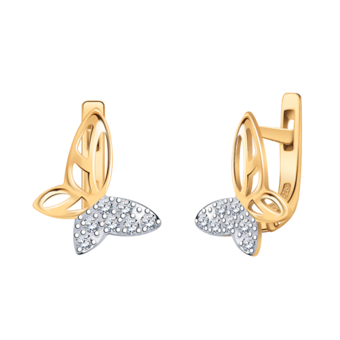 21345-Серьги БАБОЧКИ детские из золота 585 пробы