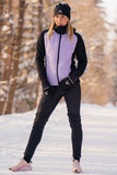 Премиальный костюм для лыж и зимнего бега Nordski Hybrid Hood Black/Lavender женский NSW853827-NSW875100