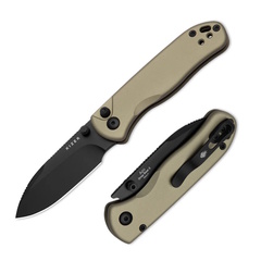 Фото Складной нож Kizer Drop Bear 2 Drop Point black сталь Nitro-V, рукоять Tan Aluminium