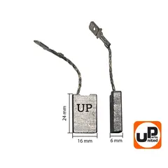 Щетка графитовая UNITED PARTS для METABO W/WX22/24/26-230 (аналог 316045570) 6х16х24мм АВТОСТОП (90-0819)
