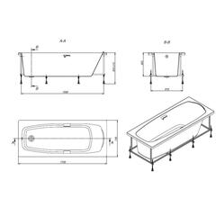 ВАННА АКРИЛОВАЯ ROCA SURESTE 170X70 с каркасом и сифоном