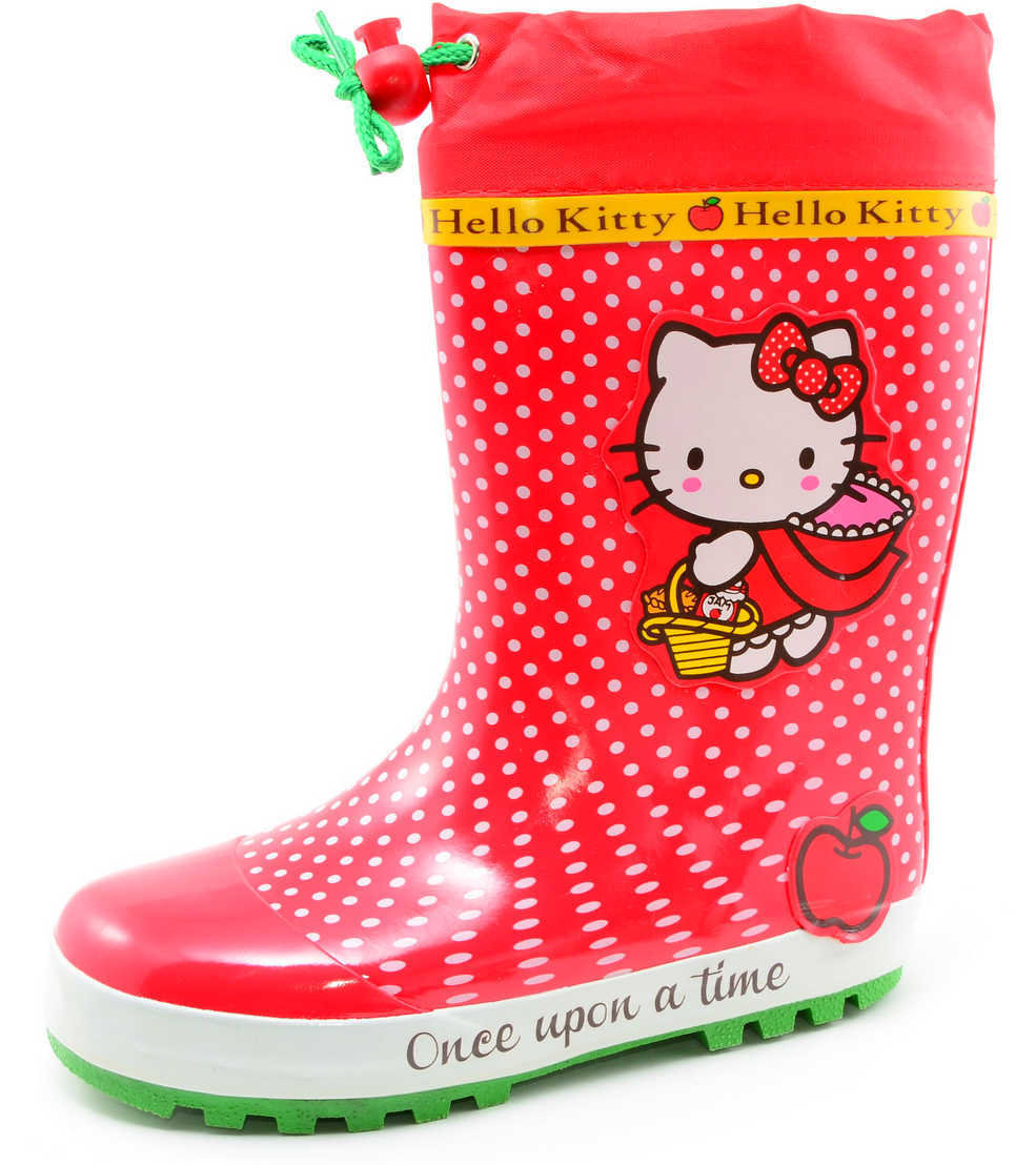Резиновые сапоги для девочек утепленные Хелло Китти (Hello Kitty), цвет красный