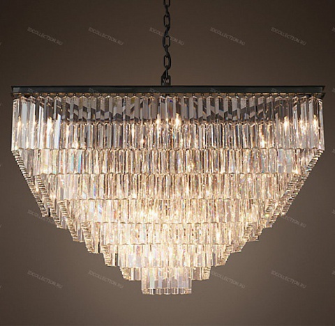 Люстра 1920S ODEON CLEAR GLASS FRINGE SQUARE 7-TIER Restoration Hardware