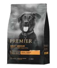 Сухой корм для взрослых собак Premier Dog Adult Medium средних пород с чувствительным пищеварением индейка 3кг
