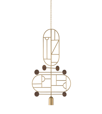 Фото: Подвесной светильник NOMON HOME WOODEN DOTS, CONF. 13, GOLD/WALNUT - основной вид