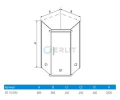 ДУШЕВОЙ УГОЛОК ERLIT ER10109V-C4 900x900x2000
