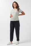 Футболка для беременных и кормящих 12527 тофу хаки полоска