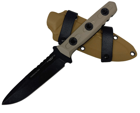 Нож NC Custom Parachuter, AUS-10 black stonewash, G10 Tan