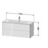 Duravit XSquare XS432602222 Тумба подвесная под раковину # 234412, 2 яшика, 560x1210x478мм, цвет White High Gloss