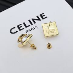 Серьги пусеты квадратные CELINE в форме лого качество lux
