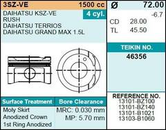 Поршень двигателя TEIKIN 46356 0.50 (4шт/упак)