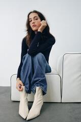 ZARA КОЖАНЫЕ БОТИЛЬОНЫ, БЕЛЫЙ