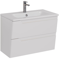 Lemark MIANO LM06M80T Тумба 80 см под 1 раковину, подвесная, 2 ящика, цвет корпуса, фасада: Белый глянец фото