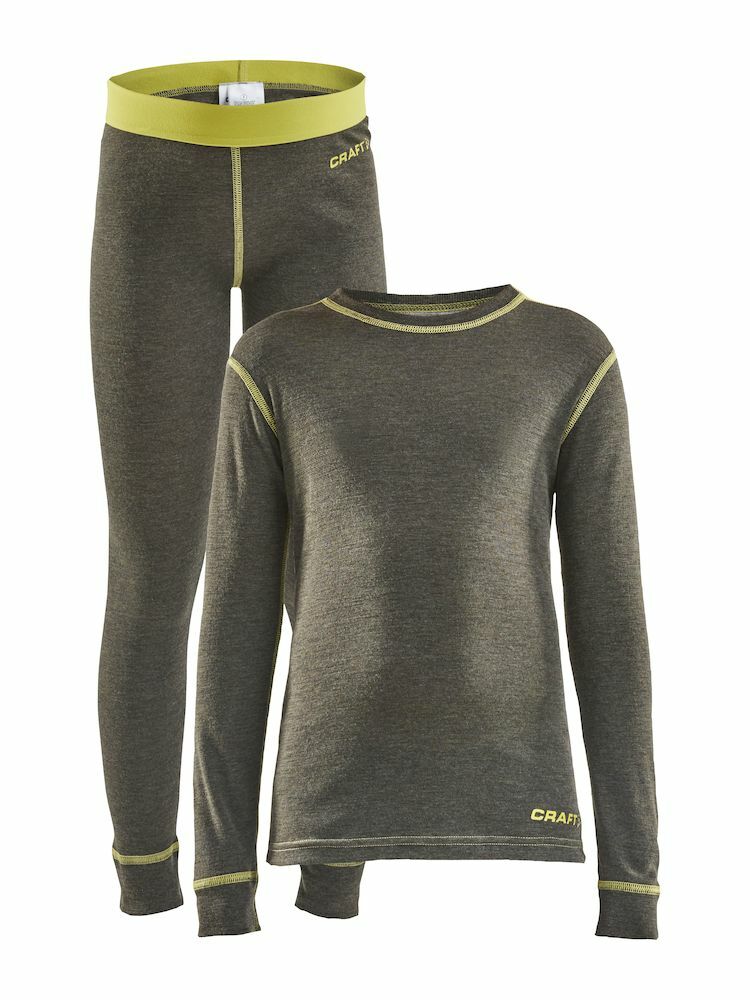 Детский комплект термобелья Craft Core Wool Merino темно-оливковый меланж - 3