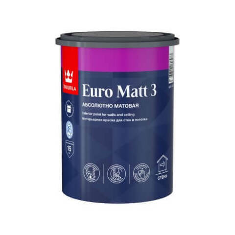 Краска для стен и потолков Tikkurila Euro Matt 3 / Тиккурила Евро Мат 3