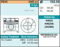 Поршень двигателя TEIKIN 44620 STD (4шт/упак)