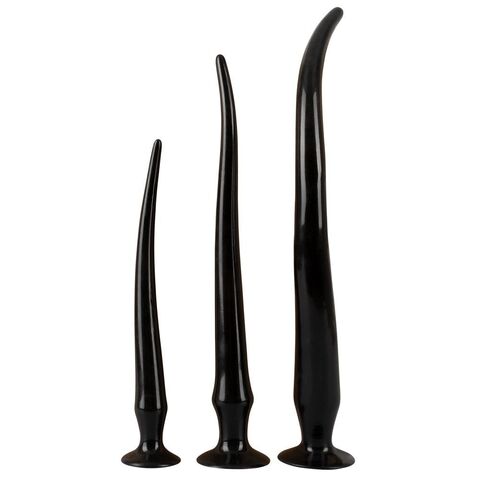 Набор длинных анальных пробок Super Long Flexible Butt Plug Set (черные)