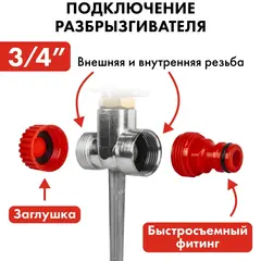 Разбрызгиватель импульсный QUATTRO ELEMENTI металл, 180 град, радиус до 12 метров (Арт. 241-369)